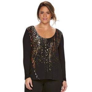NWT - Rock & Republic Foiled Crisscross-back Top
